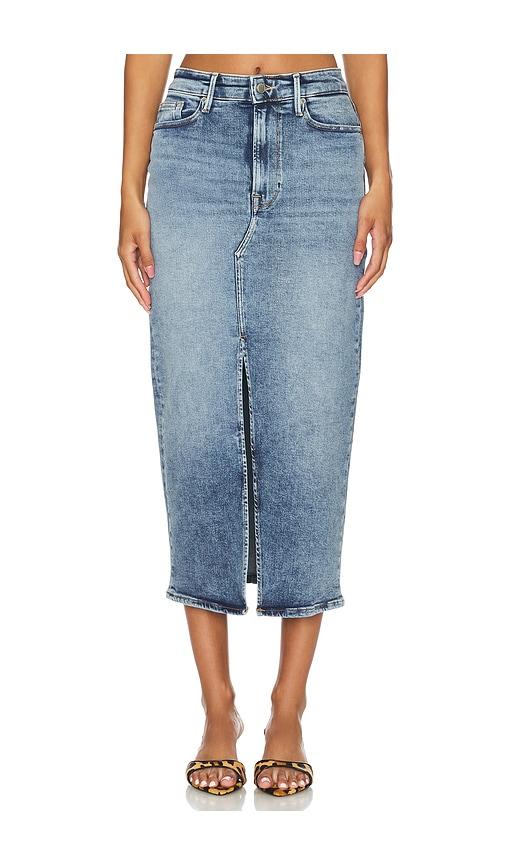 good american slit front midi skirt in denim-medium. - size 22 (also in 26)