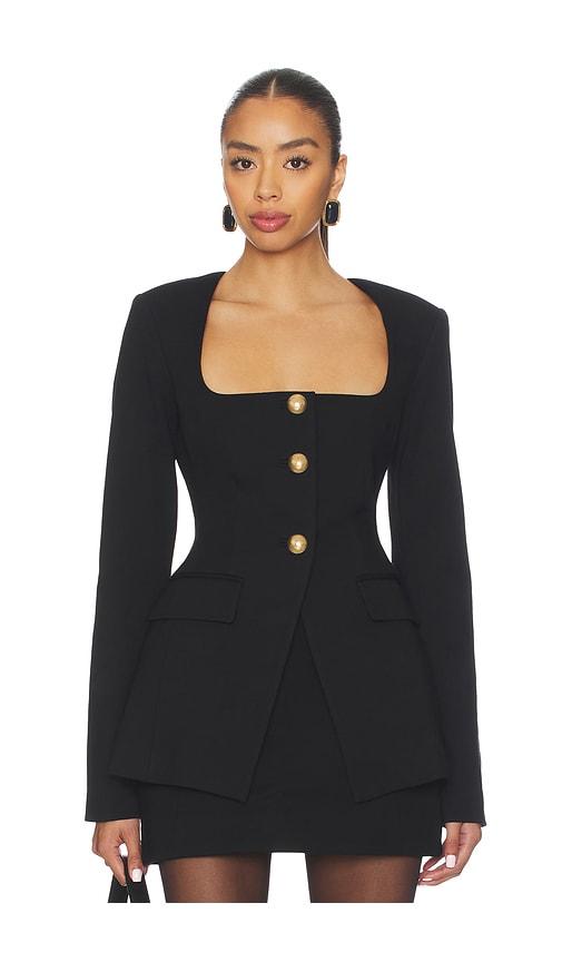 good american soft stretch ponte sculpted blazer in black. - size s (also in xs)