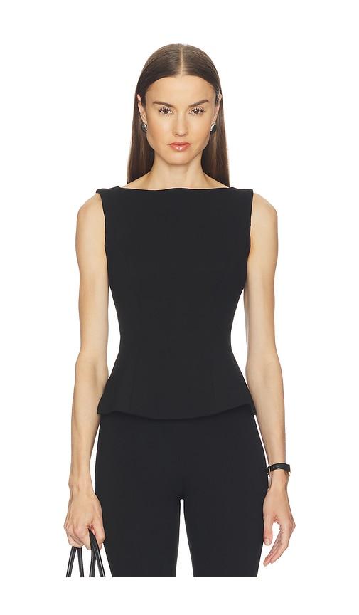 good american soft stretch ponte straight neck top in black. - size l (also in m)