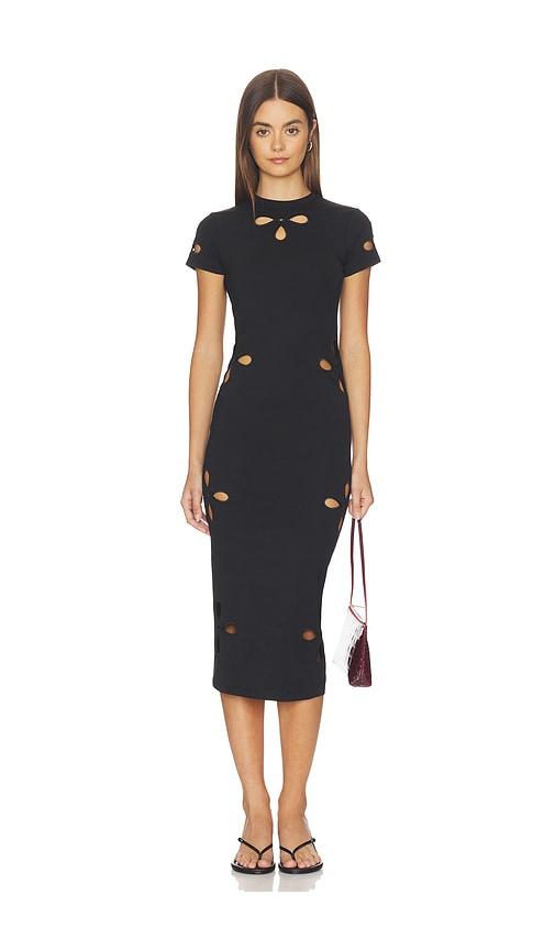 good american super stretch eyelet midi dress in black. - size s (also in xs)