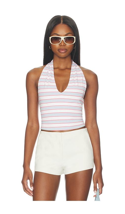 good american super stretch halter tank top in baby blue, pink. - size l (also in m)