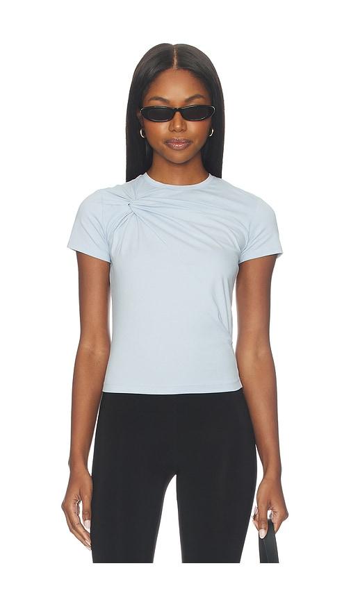 good american super stretch twist tee shirt in baby blue. - size l (also in xs, s, m)