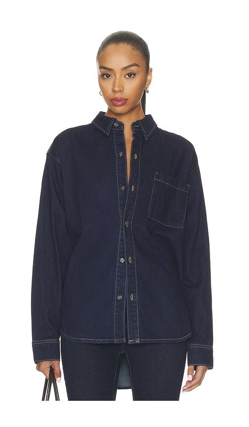 good american the denim oversized shirt in denim-dark. - size l (also in m, s, xl/1x, xs)