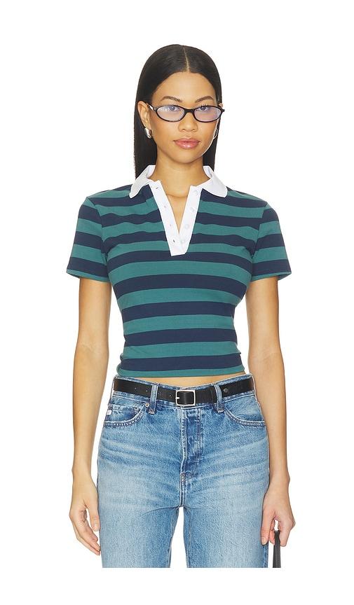 good american the easy polo top in multi. - size l (also in xs, s, m, xxxl/3x, xxxxl/4x)