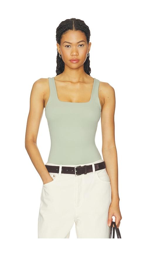 good american the weightless sculpting modern tank bodysuit in green. - size l (also in xs, s, m)