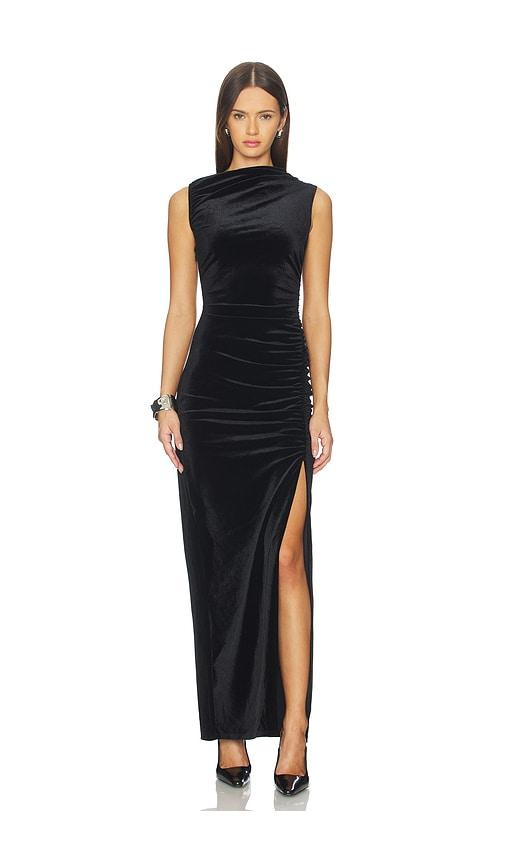 good american velvet high neck maxi dress in black. - size m (also in xs, s, xxxxl/4x)