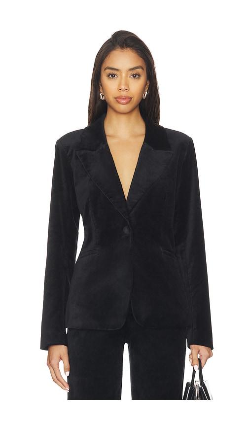 good american velvet sculpted blazer in black. - size m (also in s, xxxxl/4x)