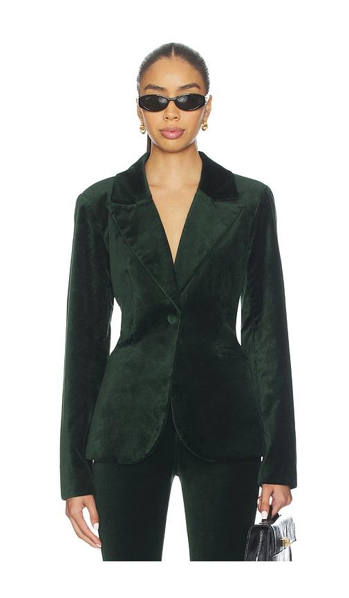 good american velvet sculpted blazer in dark green. - size m (also in s)