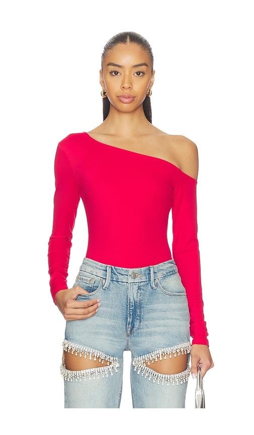 good american weightless sculpting one shoulder top in red. - size l (also in s, m)