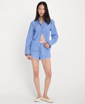 good american womens classic boxy shirt with sleeveless cami top lace trimmed boxer shorts regular plus size