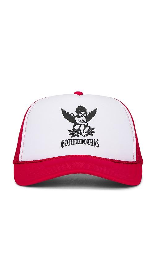 gothicmochas angel 2.0 trucker hat in red.