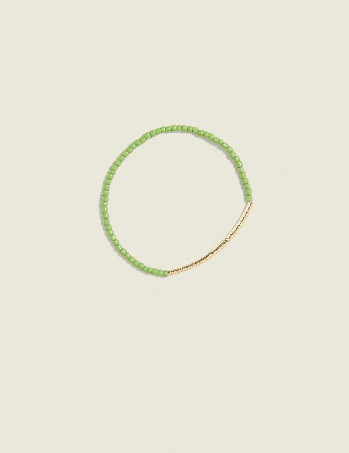green & goldtone stretch bracelet