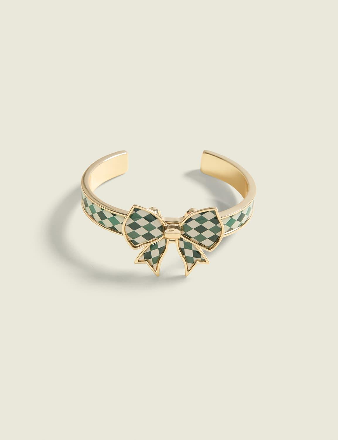 green argyle bow cuff