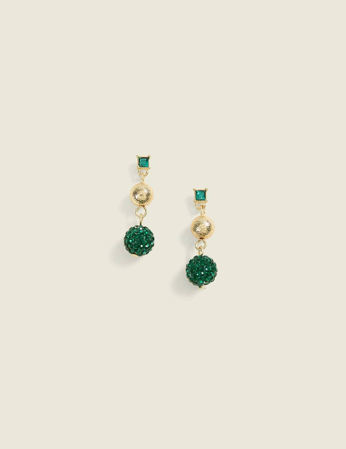 green fireball drop earrings