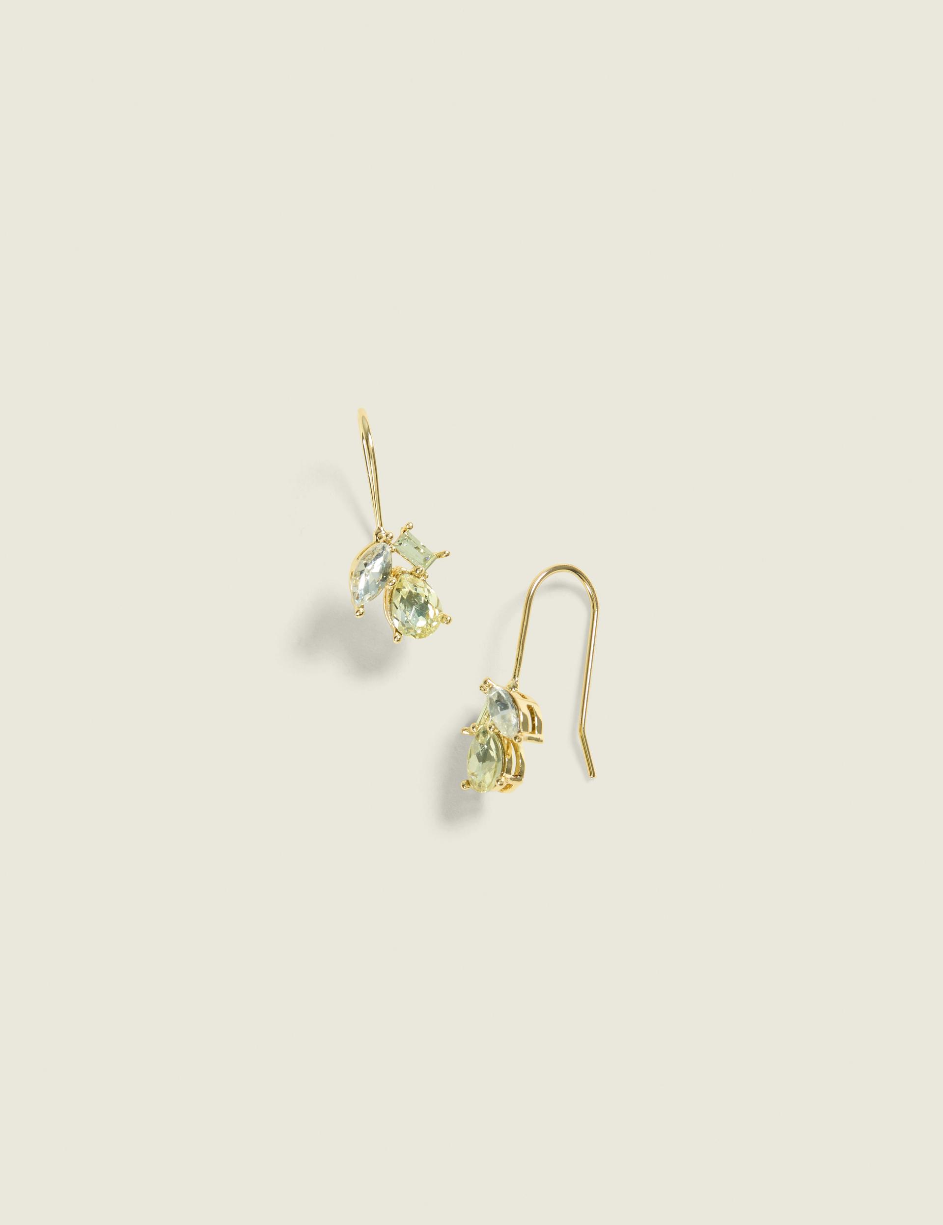 green imitation stone cluster drop earrings