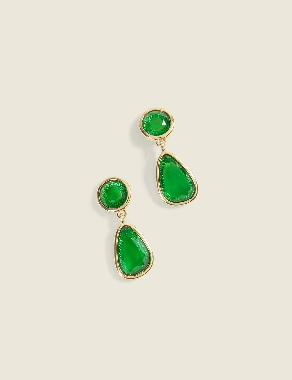 green imitation stone drop earrings