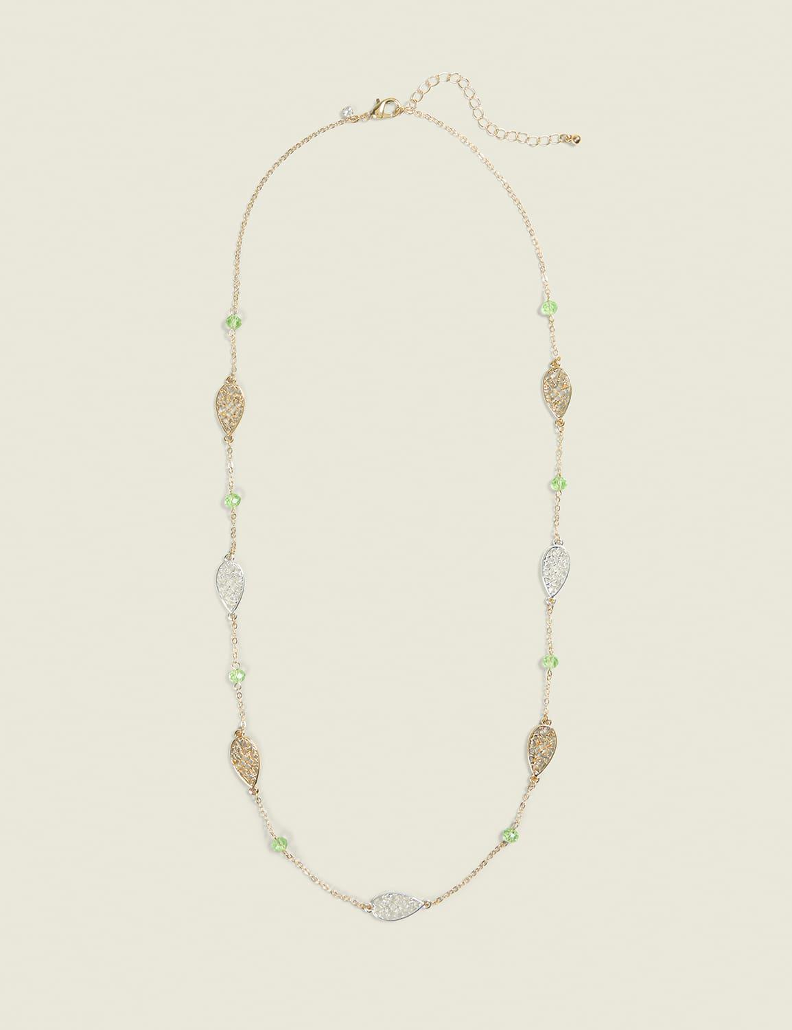 green imitation stone filigree necklace