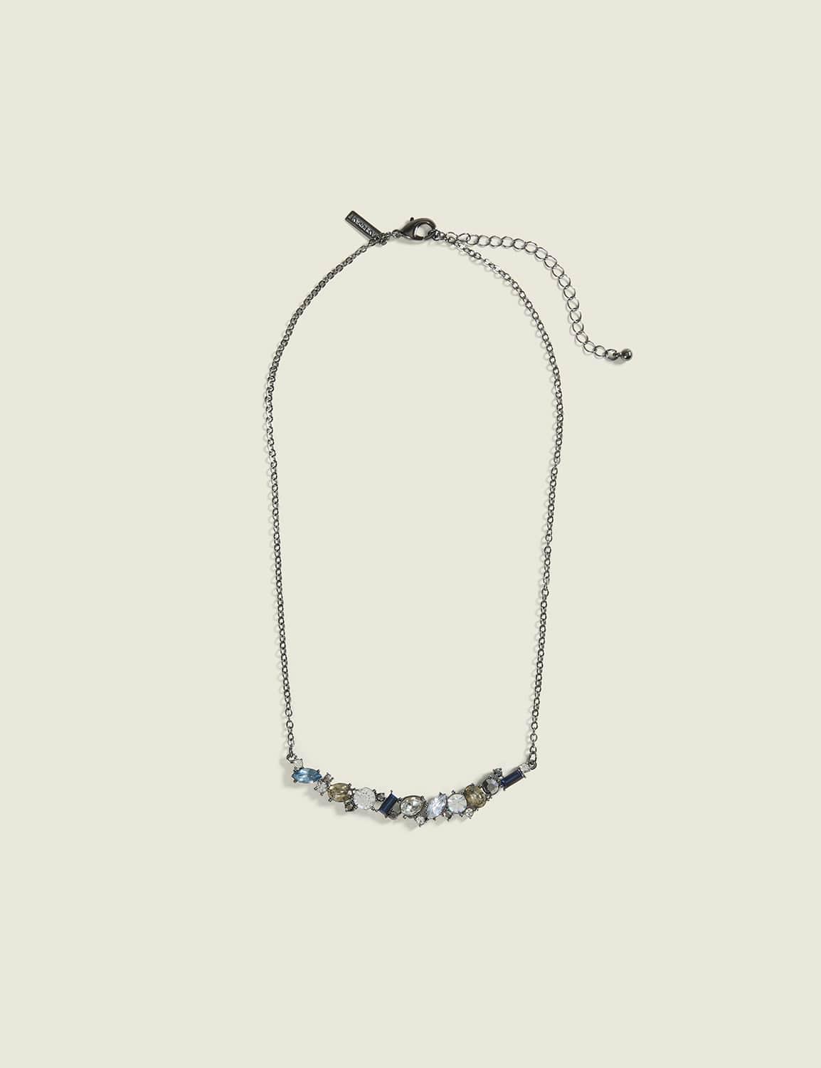 grey & blue cluster imitation stone necklace