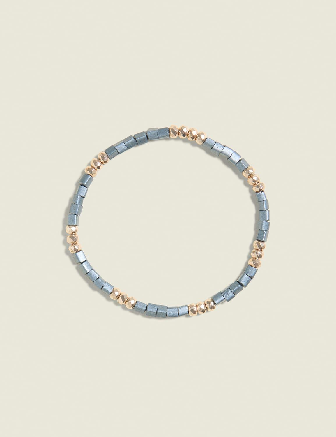 grey & goldtone stretch bracelet