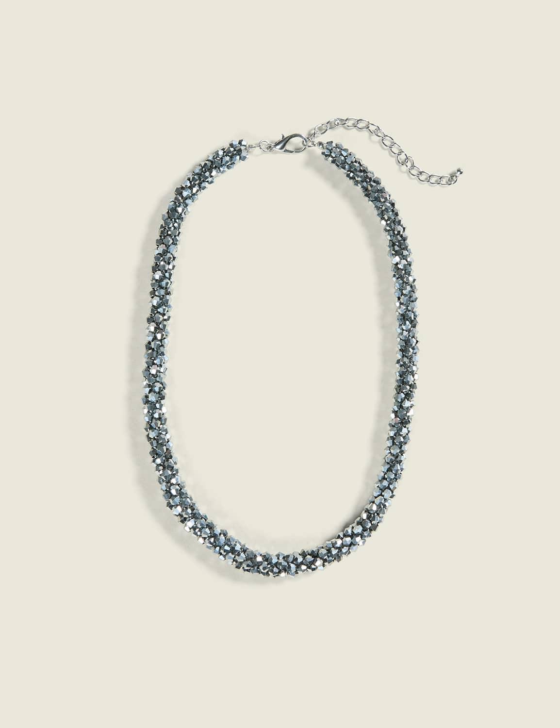 grey cluster imitation stone statement necklace