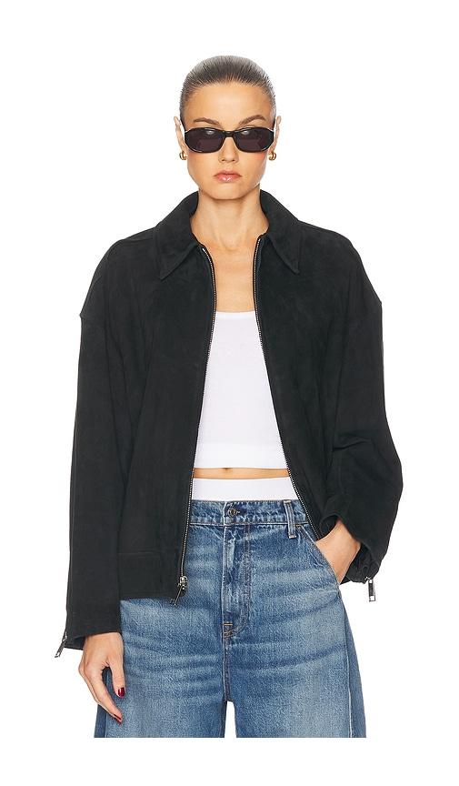grlfrnd alek suede jacket in black. - size l (also in xl)