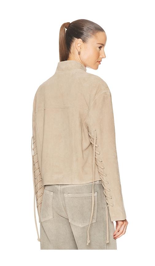 grlfrnd annika suede lace up jacket in beige. - size l (also in m, s, xl, xs, xxs)