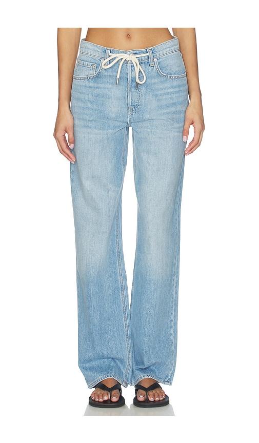 grlfrnd bella low rise boyfriend drawstring in blue. - size 29 (also in 31)
