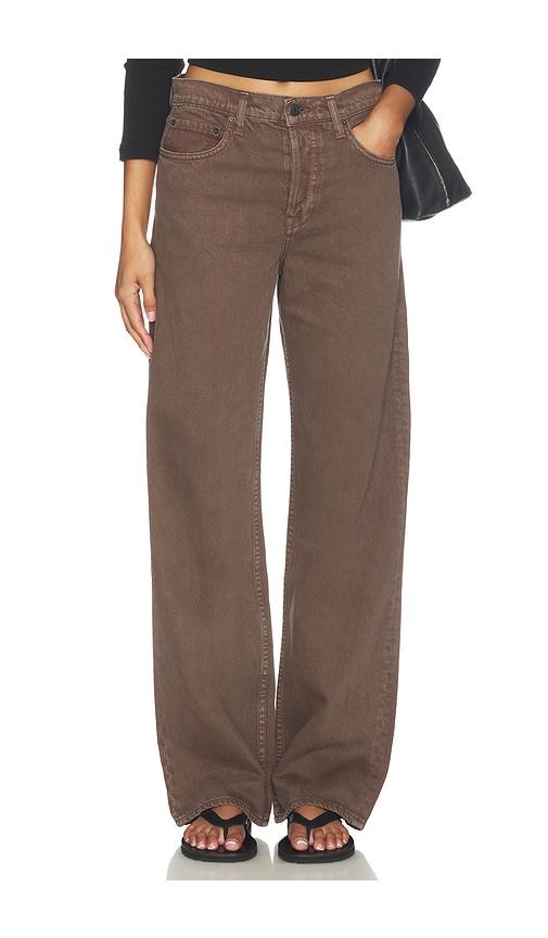 grlfrnd bella low rise boyfriend in brown. - size 26 (also in 31, 32)