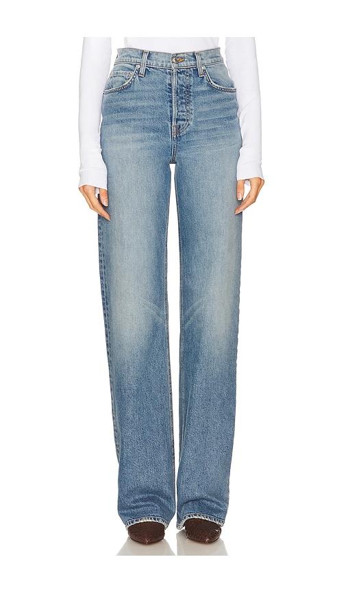 grlfrnd brooklyn high rise straight in blue. - size 23 (also in 24, 26, 29)