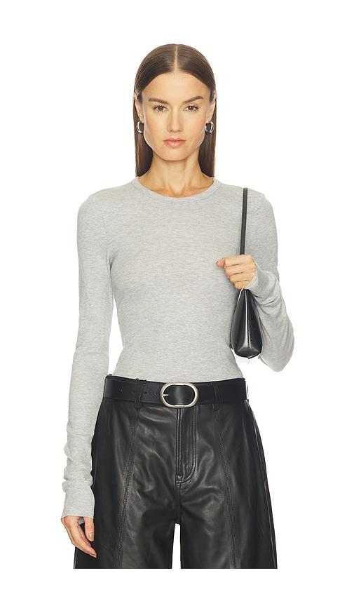 grlfrnd crew neck extra long sleeve tee in light grey. - size s (also in xl, xs, xxs)