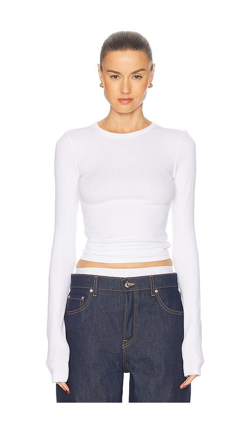 grlfrnd crew neck extra long sleeve tee in white. - size l (also in m, s, xl, xs, xxs)