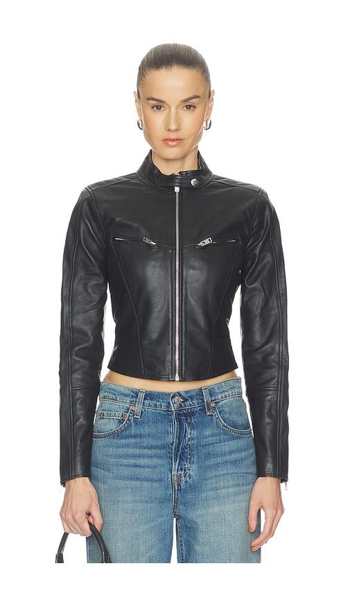 grlfrnd danica leather racer jacket in black. - size m (also in s, xs)