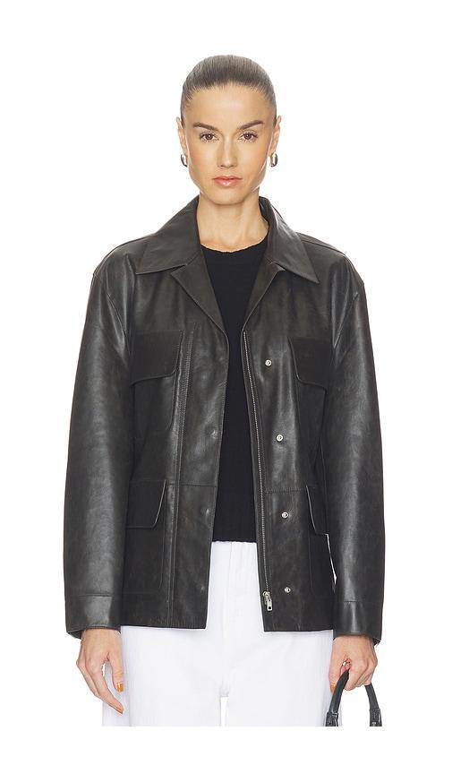 grlfrnd dara leather jacket in chocolate. - size m (also in s, xs, xxs)