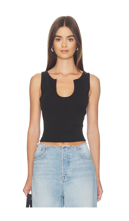 grlfrnd deep u-neck tank in black. - size l (also in xxs, xs, s, m, xl)