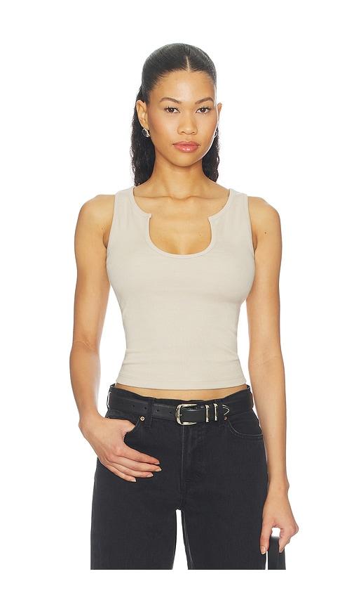 grlfrnd deep u-neck tank in taupe. - size l (also in xs, s, m)