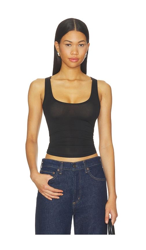 grlfrnd essential racerback tank in black. - size l (also in s, m, xl)