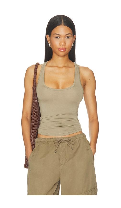 grlfrnd essential racerback tank in olive. - size l (also in s, m, xl)