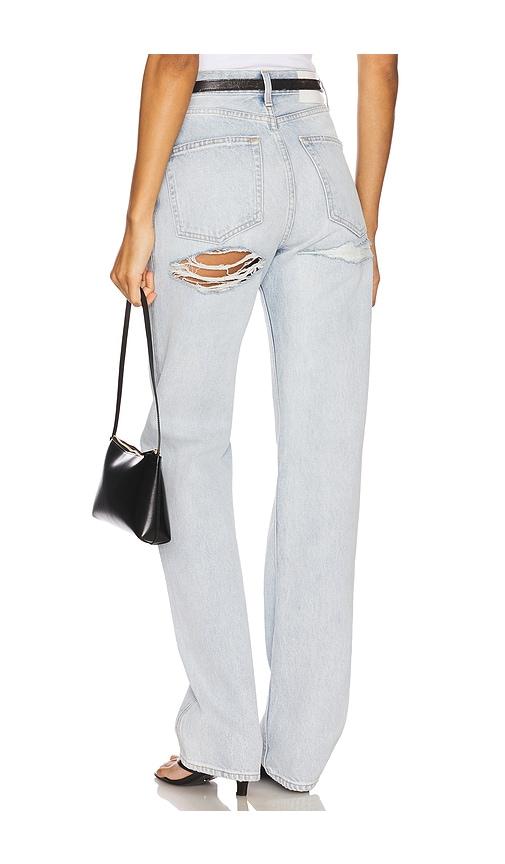 grlfrnd graham high rise straight jeans in blue. - size 25 (also in 26, 27, 29)