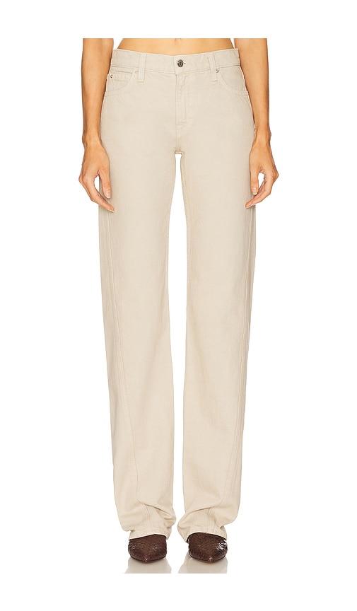 grlfrnd graham low rise straight twisted seam in beige. - size 26 (also in 27, 28, 29, 31)