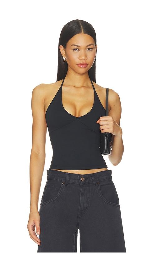 grlfrnd halter tank in black. - size l (also in s, xxs, m, xl)