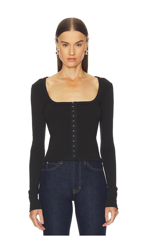 grlfrnd hook & eye long sleeve tee in black. - size s (also in xs)