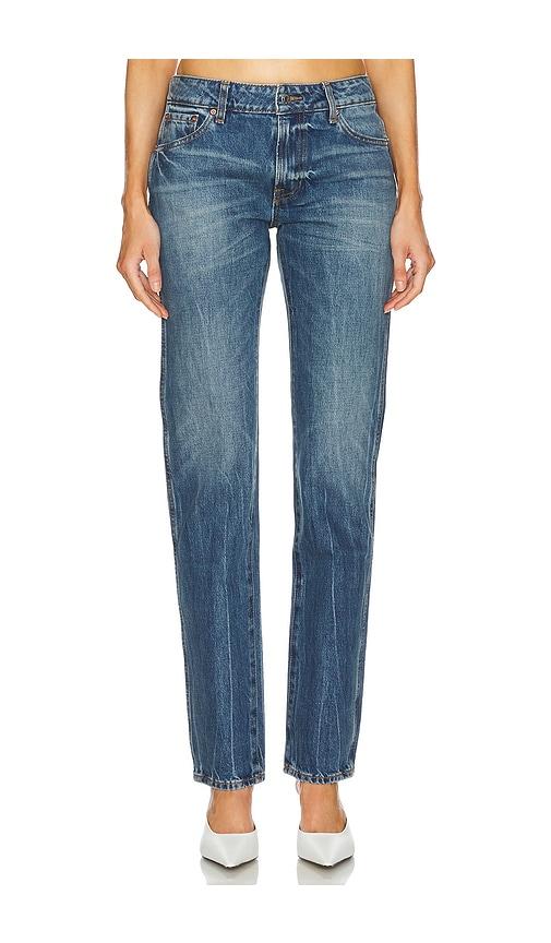 grlfrnd isabel low rise straight jeans in denim-medium. - size 24 (also in 25, 26, 27, 30, 32)
