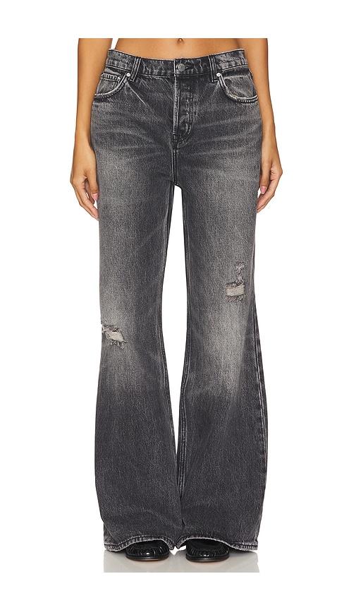 grlfrnd jade low rise relaxed flare jeans in grey. - size 24 (also in 25, 26)