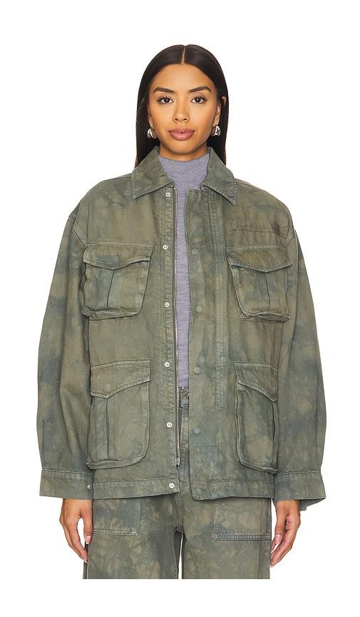 grlfrnd kaia oversized drawstring jacket in green. - size xs (also in xxs)