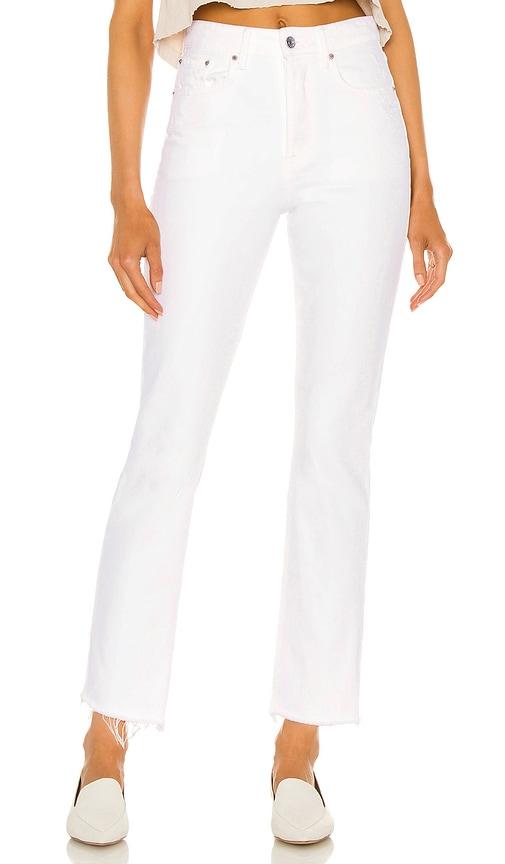 grlfrnd karolina high rise straight crop jeans in white. - size 31 (also in 32)