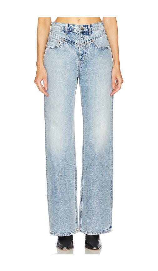 grlfrnd katya seamed loose wide leg jeans in denim-light. - size 23 (also in 24)