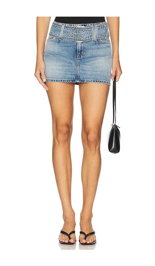 grlfrnd laurie belted mini skirt in blue. - size 24 (also in 25, 26, 28)