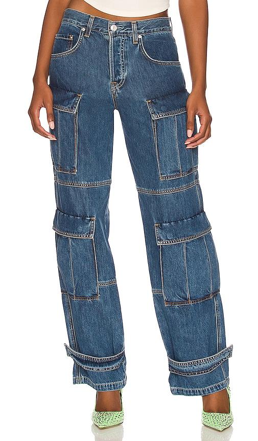 grlfrnd lex cargo jeans in denim-dark. - size 25 (also in 26)