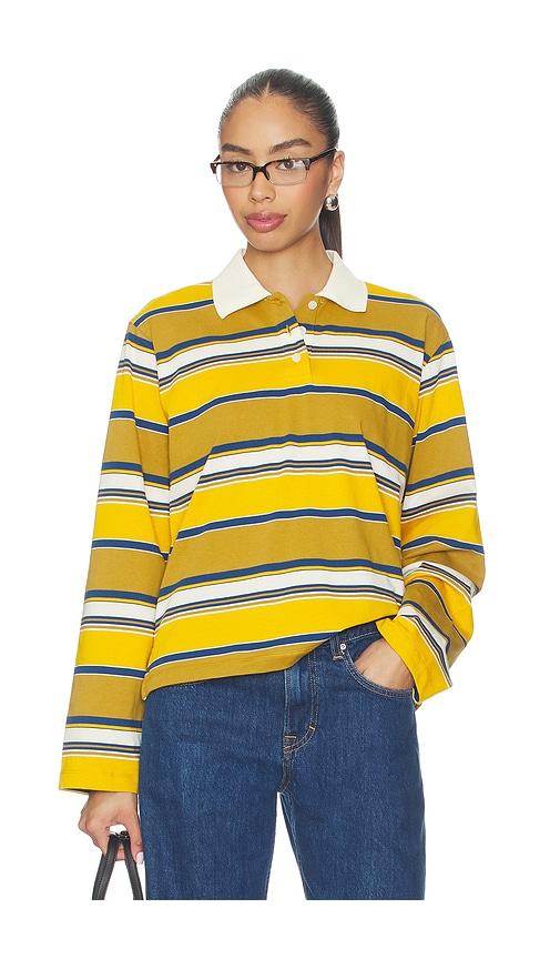 grlfrnd long sleeve polo in mustard,tan. - size l (also in m, s, xl, xs, xxs)
