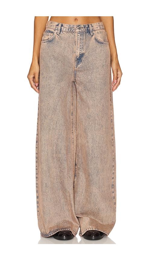 grlfrnd luna mid rise baggy wide leg jeans in brown. - size 24 (also in 26)